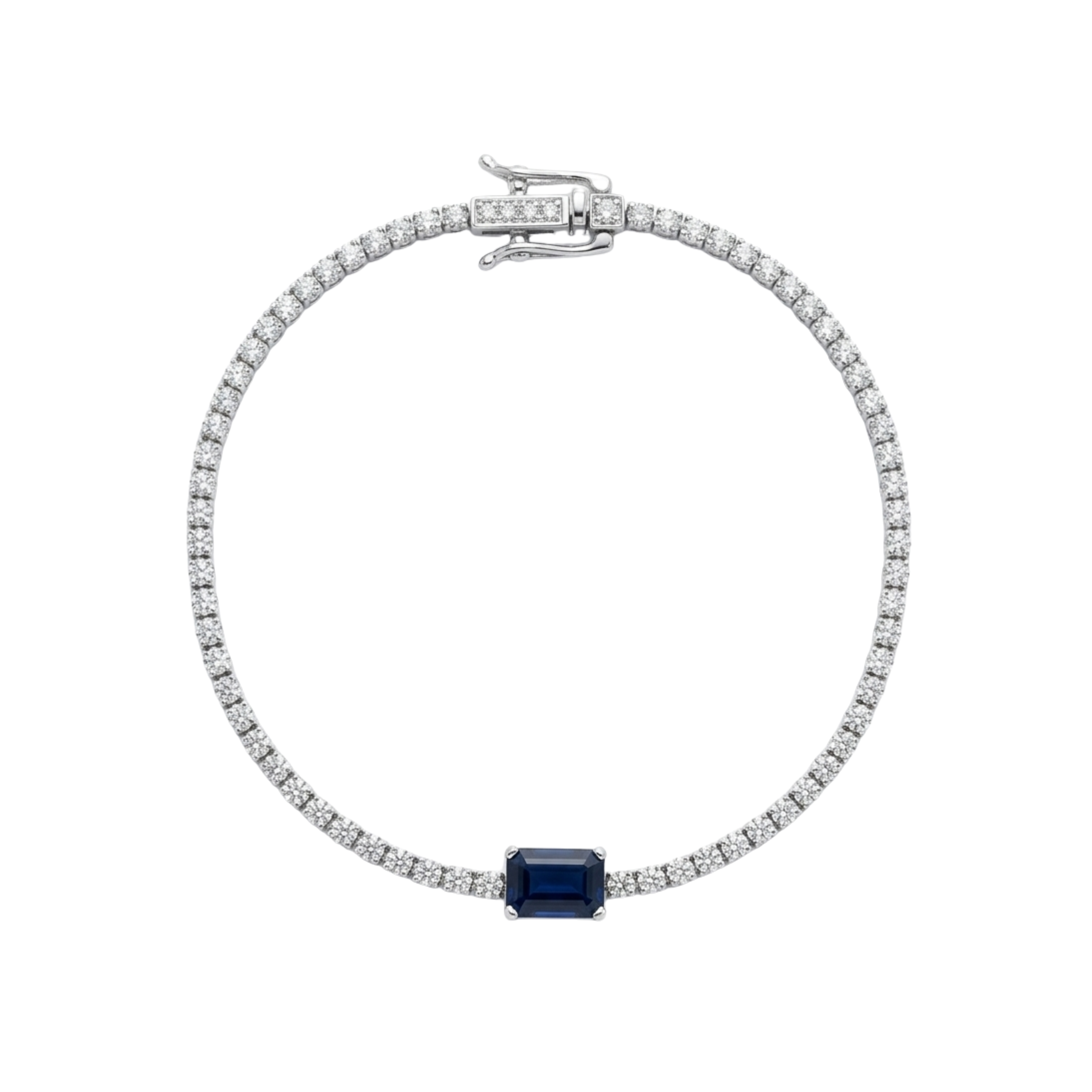 Pulsera tennis con zafiro azul