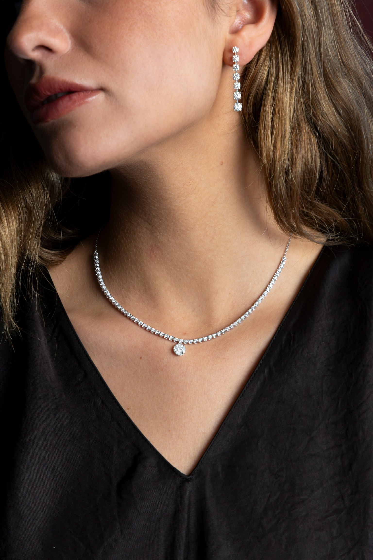 Tennis Necklace - Round Pave