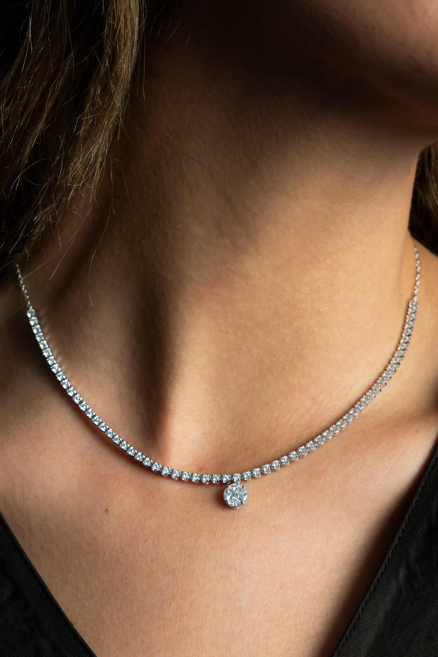 Tennis Necklace - Round Pave