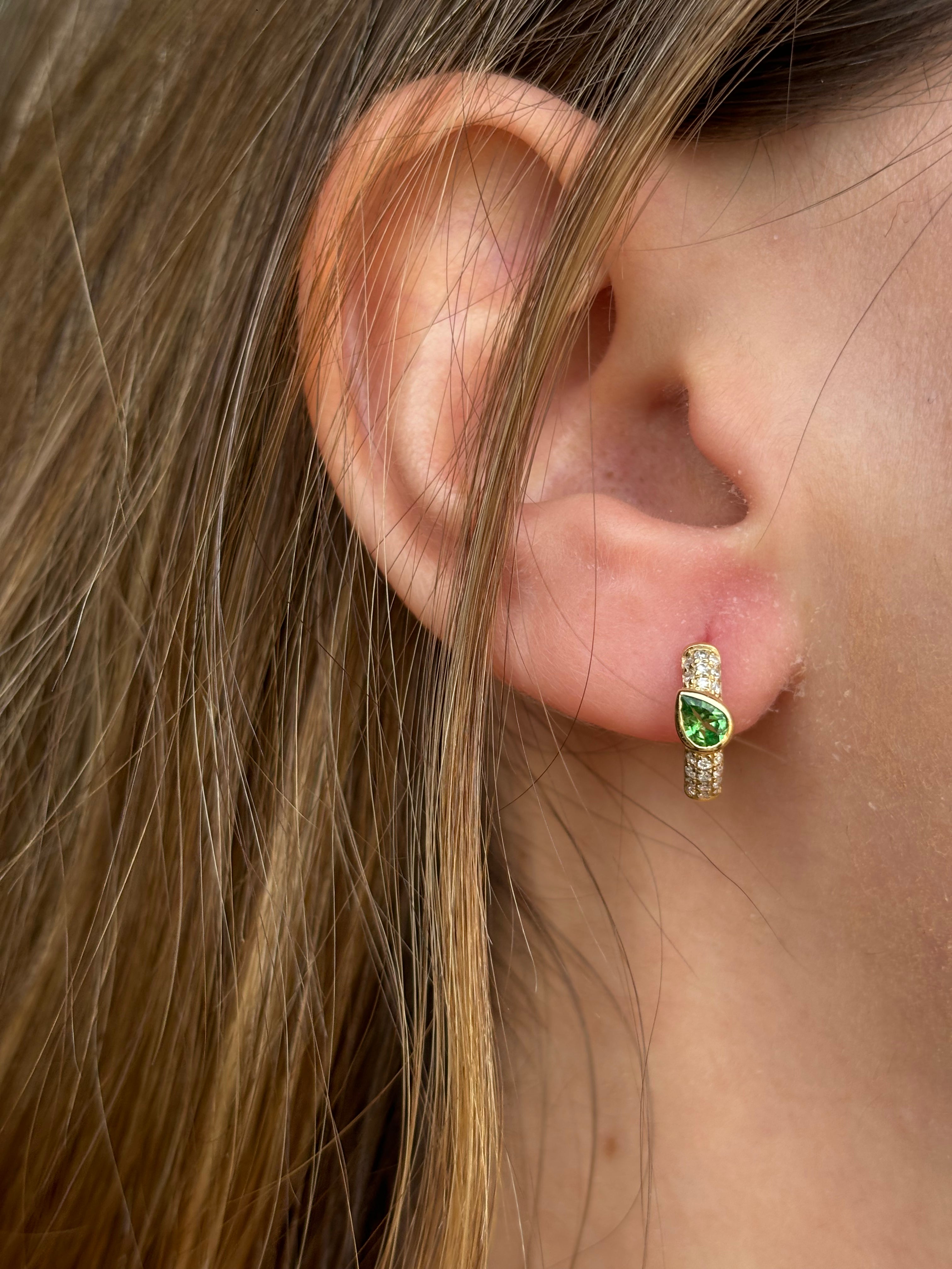 Tsavorite Diamond Hoops