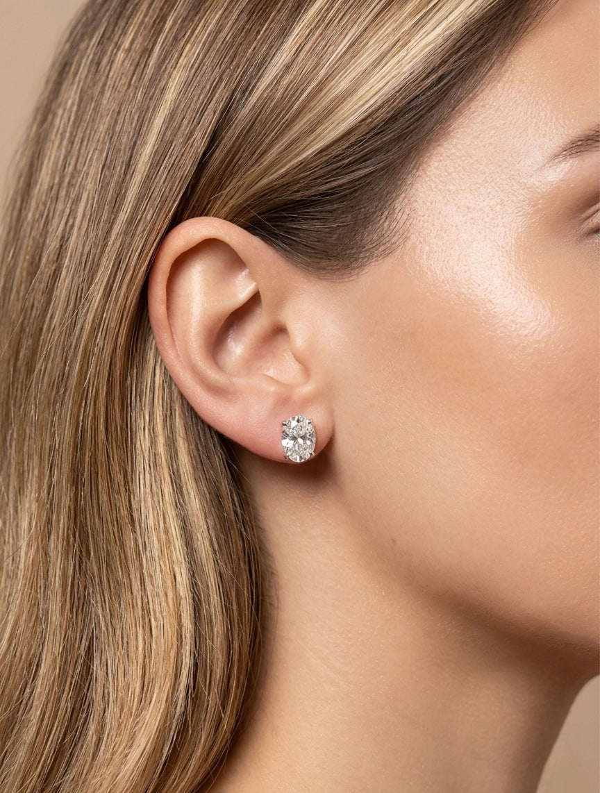 3 ct Lab Oval Studs