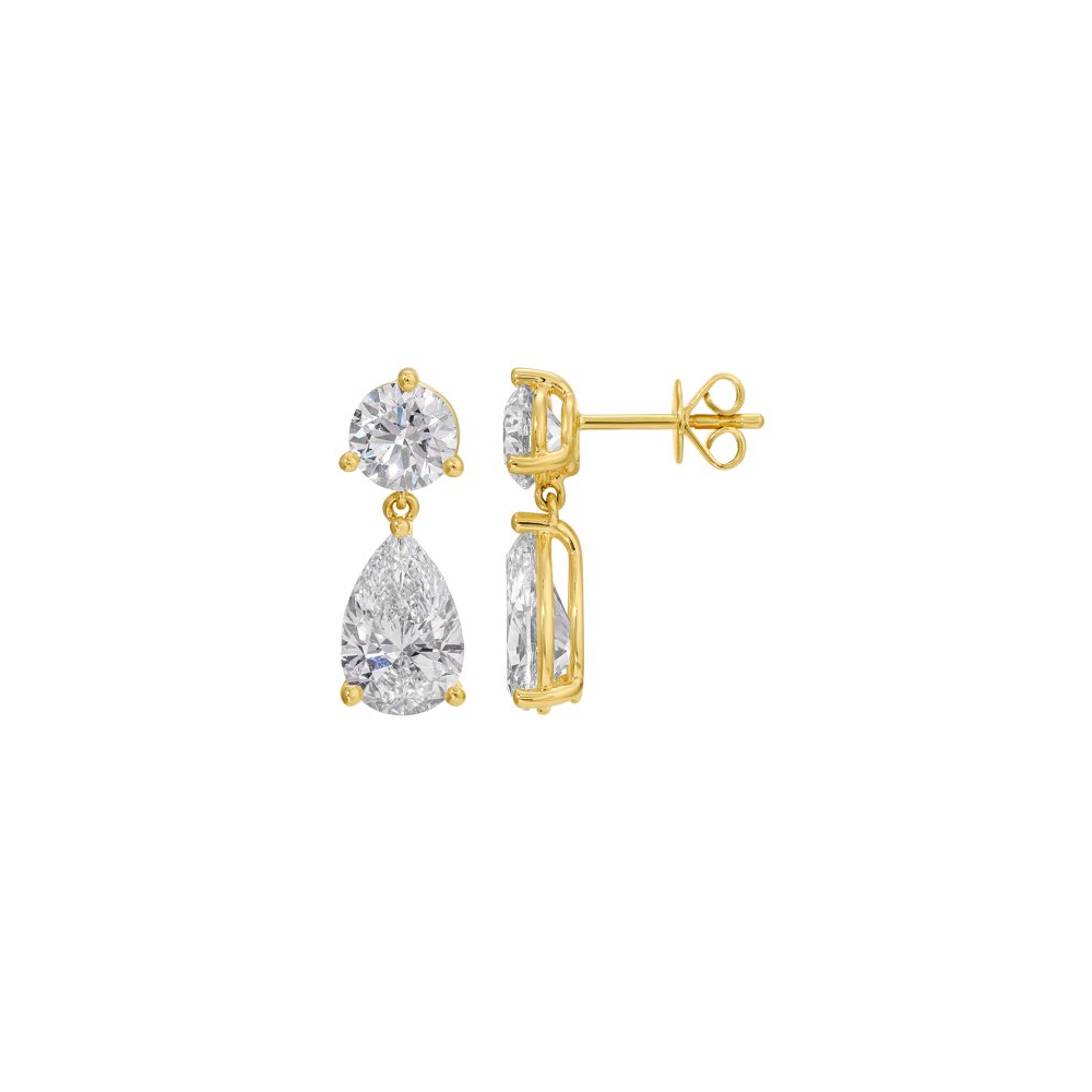 Pear Shape Lab Diamond Dangle Stud Earrings