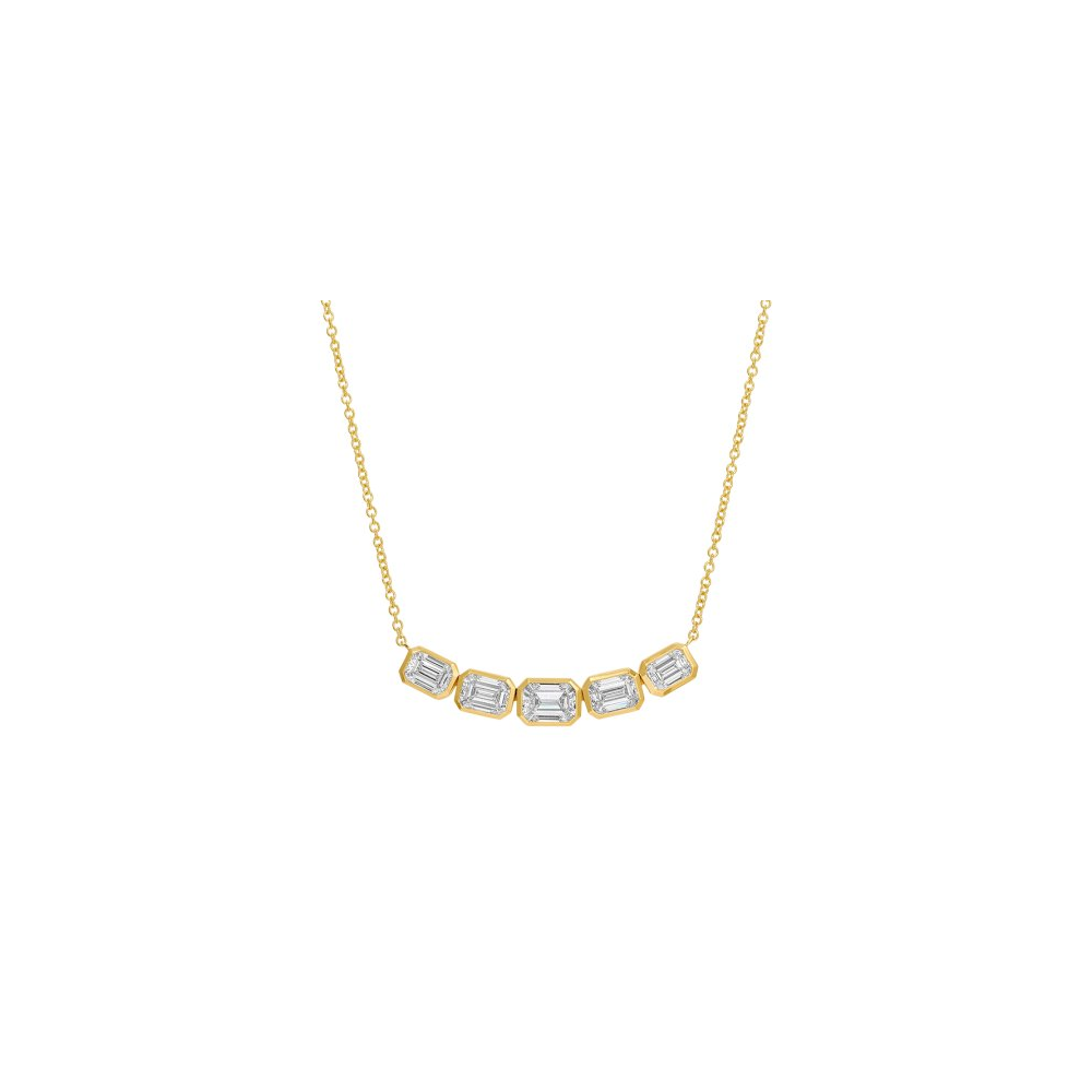 Bezel Set Emerald Cut Lab Diamond Necklace