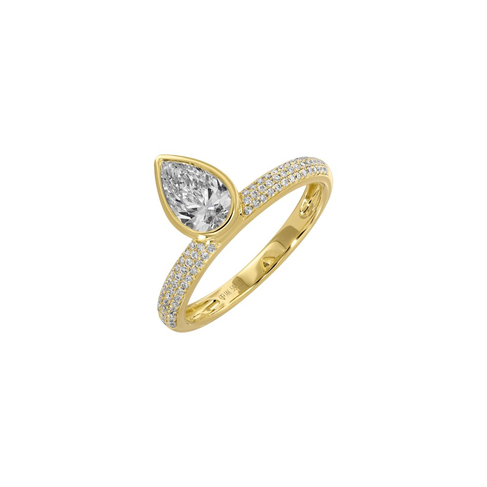 Bezel Set Pear Shape Lab Diamond Ring