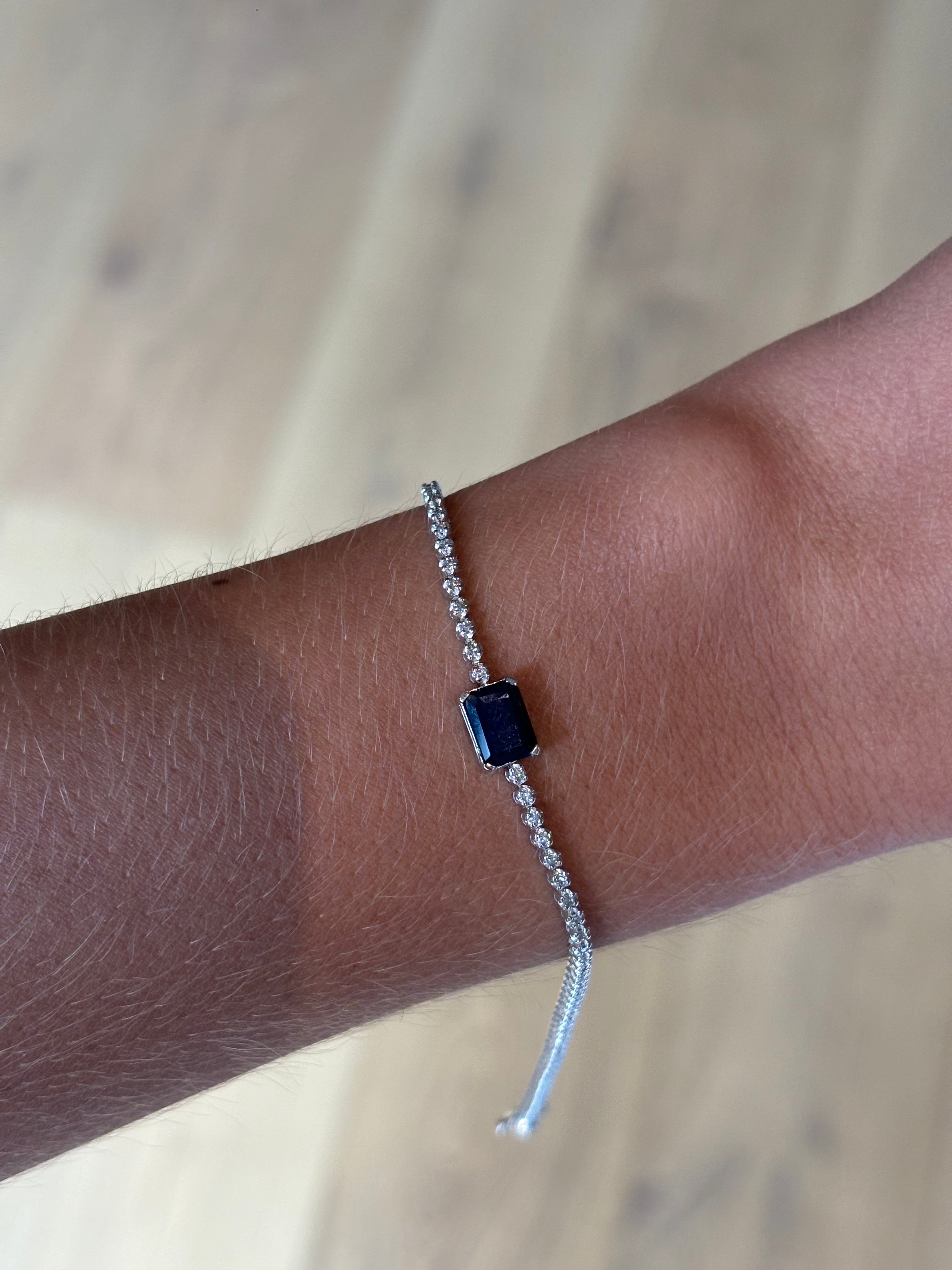 Pulsera tennis con zafiro azul