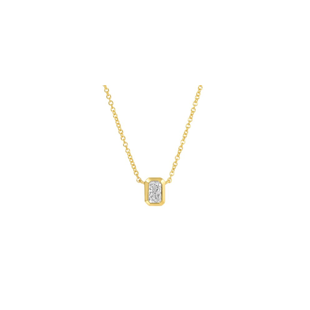 Lab Emerald Bezel Necklace