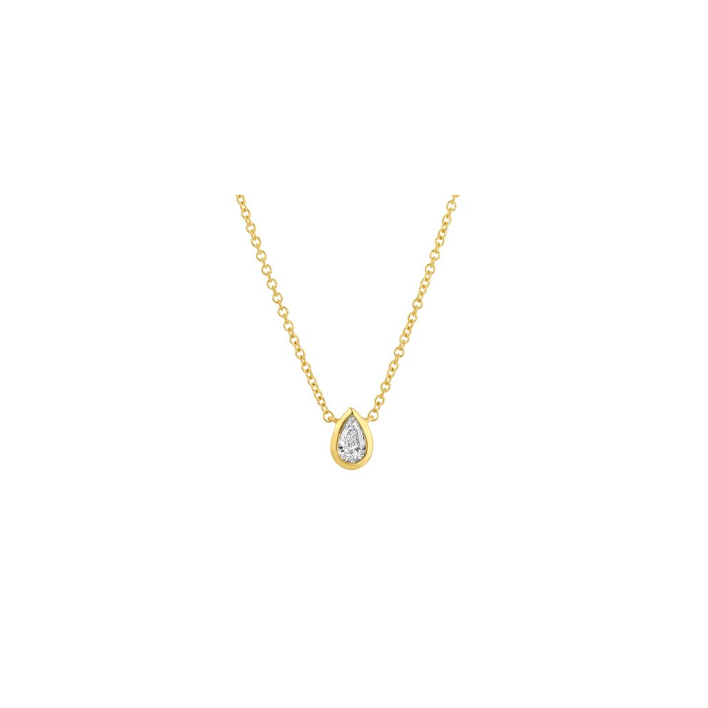 Lab Pear Bezel Necklace