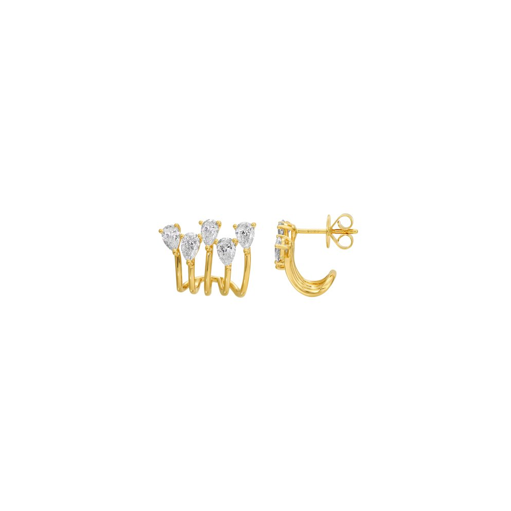 Pear Shape Lab Diamond Caged Lobe Earrings