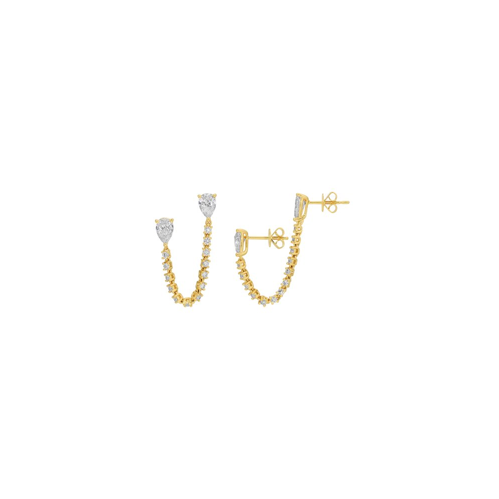 Pear Shape Lab Diamond Double Stud Earrings